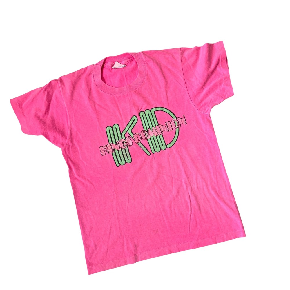 Vintage 1990's Single‎ Stitch Kings Dominion Virginia T-Shirt Pink Size YL 14-16